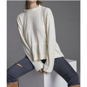 Pilcro Anthropologie Mock Turtleneck Flare Ruffle Sweater